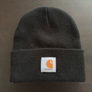 Carhartt Black Knit Beanie with Logo Patch